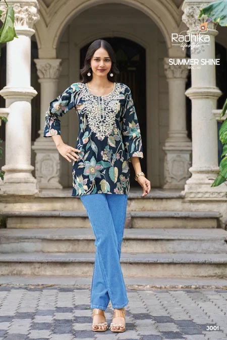Summer Shine Vol 3 By Radhika Cotton Lucknowi Work Top

